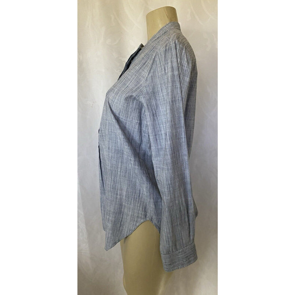 Trovata Birds of Paradise Henley Top Shirt Blue Long Sleeve Hidden Butto… - Picture 6 of 9